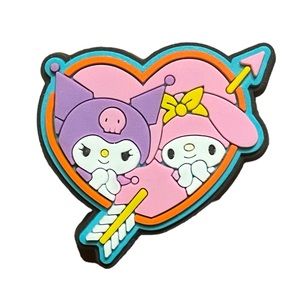 Heart Kuromi & My Melody Croc Charm